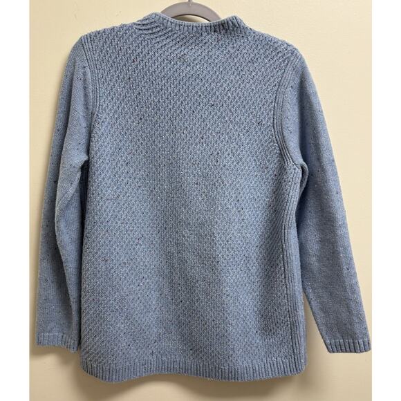 Talbots Petite MP Blue Textured Button Shoulder Sweater Women's Cotton Blend - Picture 2 of 5